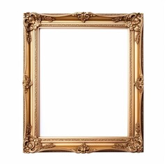 Wooden antique picture frame isolated on white background with copy space. Image display concept