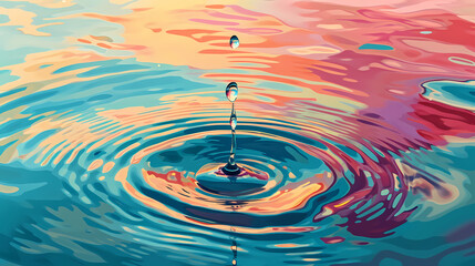 Colorful Water Droplet Ripple Digital Art