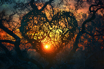 Twilight Heart Tree - A Symbol of Enduring Love