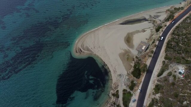 Cinematic Aerial Marmari Evia Beach Great Sand
