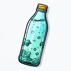 bottle, glass, drink, isolated, water, liquid, beverage, transparent, white, container, empty, plastic, object, blue, soda, clean, cold, green, clear, alcohol, blank, mineral, oil, fresh, refreshment