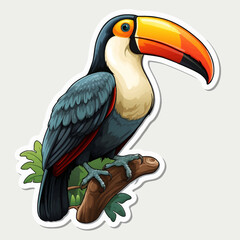 Obraz premium bird, toucan, animal, beak, hornbill, tropical, nature, wild, tucan, wildlife, yellow, jungle, exotic, black, colorful, brazil, rainforest, feather, zoo, white, orange, forest, tree, ramphastos, head