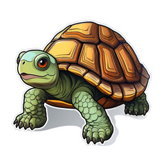 Obraz premium turtle, tortoise, animal, reptile, shell, nature, pet, isolated, wildlife, slow, wild, white, amphibian, cartoon, crawl, brown, close-up, baby