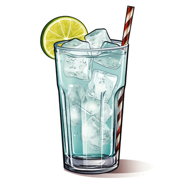drink, cocktail, glass, ice, mojito, lime, water, cold, lemon, alcohol, mint, isolated, beverage, green, white, fruit, fresh, cool, juice, lemonade, refreshment, tonic, soda, citrus, freshness