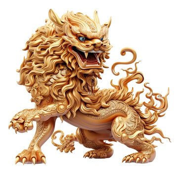 Chinese Lion Statue On A Transparent Background