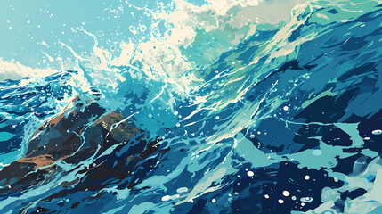 Fototapeta na wymiar Abstract ocean waves illustration
