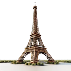 Fotobehang Eiffeltoren Eiffel tower famous monument of paris france in golden bronze color isolated white background