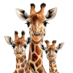 Gordijnen Family of giraffes on transparent background  © PNG WORLD