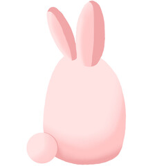 The pink rabbit turned its back.