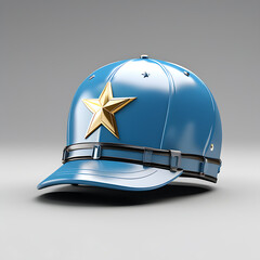 star mark with blue helmet or hat 