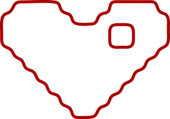 Heart outline pixel style vector illustration. Pixel heart Love symbol hand drawing stylized design element