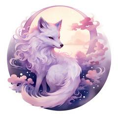 Chinese fox spirit hulijing with nine tails