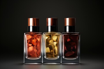 Three mild mist perfume bottles with elegant packaging