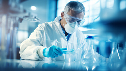 Scientist handling samples in lab