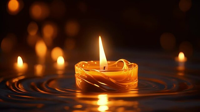 The soft flicker of a candle flame, illuminating the surrounding area with its gentle glow.