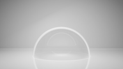 3d force sphere on light grey background. Blank background illustration. Sphere shield dome on light grey background.