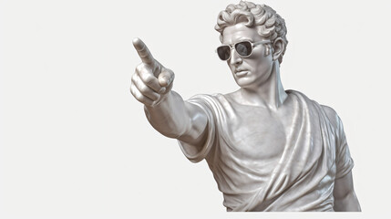 Fototapeta na wymiar Sculpture of a Greek man in sunglasses