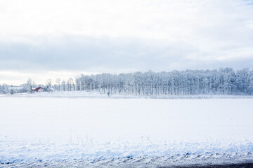 Obraz premium Winter landscape in Hassleholm, Sweden