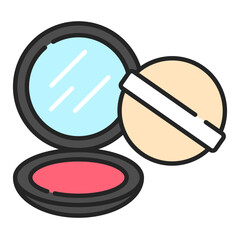 Blush line icon vector isolated. Face cosmetics, concept of beauty and fashion. Red powder blush.