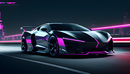 Obraz premium car driving in night