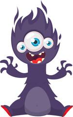 Funny cartoon monster design. Vector illustration