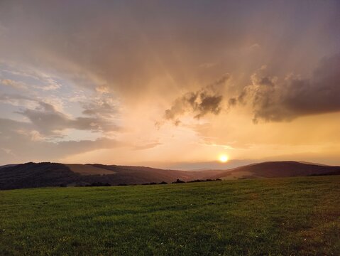 sunset over the mountains