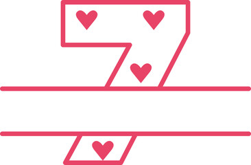 heart number monogram 7 seven
