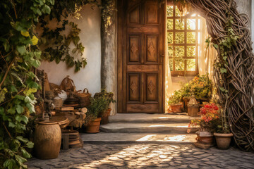 Beautiful entrance of an old rustic house