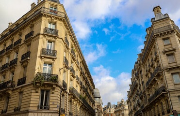real estate , haussmannian architecture in Paris - obrazy, fototapety, plakaty