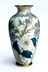 Beautiful vintage porcelain 3d Antique Stone Vase, 3d, photorealistic, Illustrations, white background.