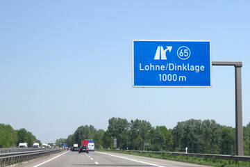 Autobahn A1, Ausfahrt 65, Lohne/Dinklage in Richtung Bremen
