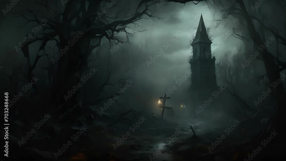 Poster dark shapes move ominously between the trees the rustling of dry leaves the only sign of life. a lon