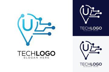 Fototapeta na wymiar vector technology letter u logo