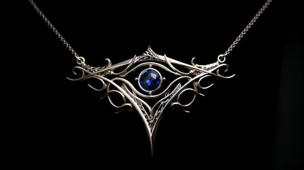 Fantasy even silver necklace pendant with dark - obrazy, fototapety, plakaty