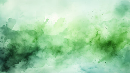 fresh green watercolor surface with splatters on white background, illustration - obrazy, fototapety, plakaty