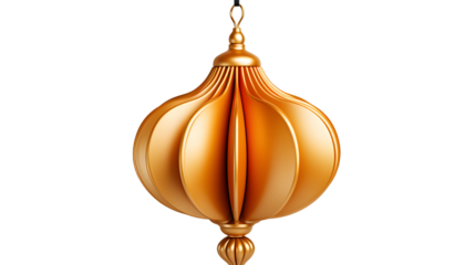 Luxury Gold Chinese Lantern Isolated on Transparent Background