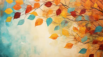 Foto op Canvas Colorful leaves autumn background © Cybonix