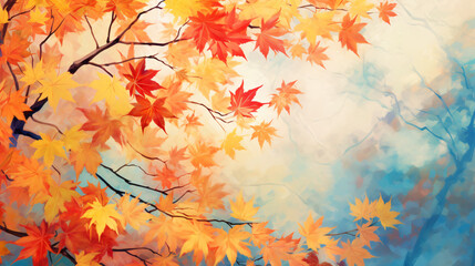 Naklejka na ściany i meble Colorful leaves autumn background