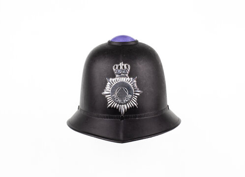British police helmet isolated on white background