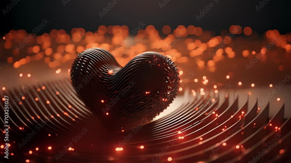 Poster loves symphony visualized, with a heartshaped figure created from a chorus of overlapping sound wave