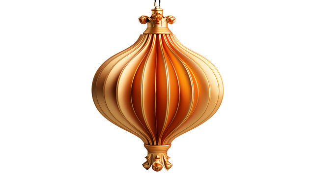 Luxury Gold Chinese Lantern Isolated on Transparent Background