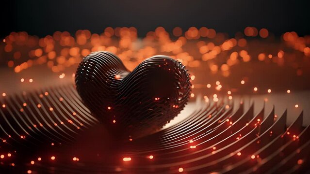 Loves symphony visualized, with a heartshaped figure created from a chorus of overlapping sound waves.