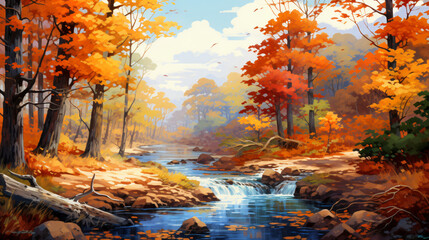 Obraz na płótnie Canvas Creek in autumn forest
