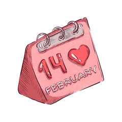 Calendar Hand Drawn Valentine's Day Illustration