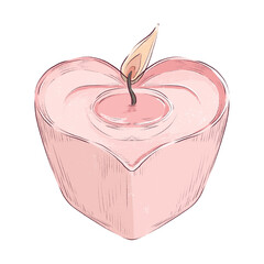 Heart Candle Hand Drawn Valentine's Day Illustration