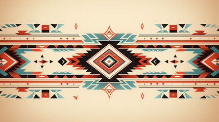 Aztec ethnic motif. Native american geometric pattern, colored mexican tribal art elements design. Colorful ancient culture symbols or ornament