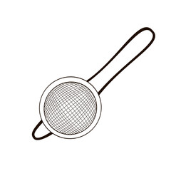bar cocktail strainer outline black and white illustration