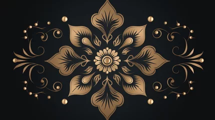 Rolgordijnen Boho Embossed black background, ethnic indian black background design. Geometric abstract pattern