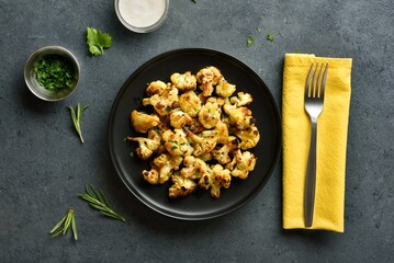 Roasted cauliflower on plate