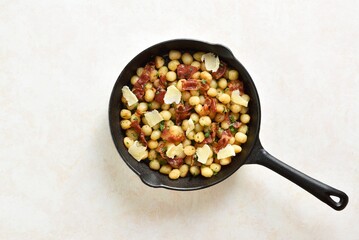 Potato gnocchi with bacon and parmesan cheese